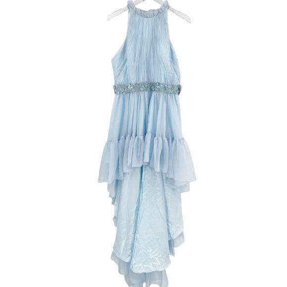 MAC DUGGAL Dress Size 12 Evening Gown Sequin NEW Light Blue Halter Neck High Low - Picture 6 of 10
